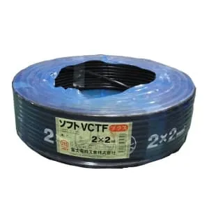 ソフトVCTF2.0SQ×2C×100mクロ (富士電線)｜2心｜電線(ケーブル)｜電材