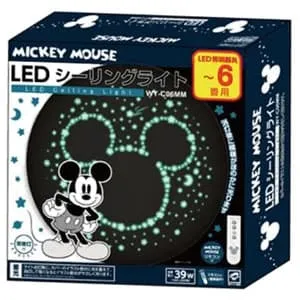 ミッキーマウス型 LEDシーリングライト リモコン付き WY-C06MM (ルミナス)｜6畳用｜住宅用照明器具｜電材堂【公式】